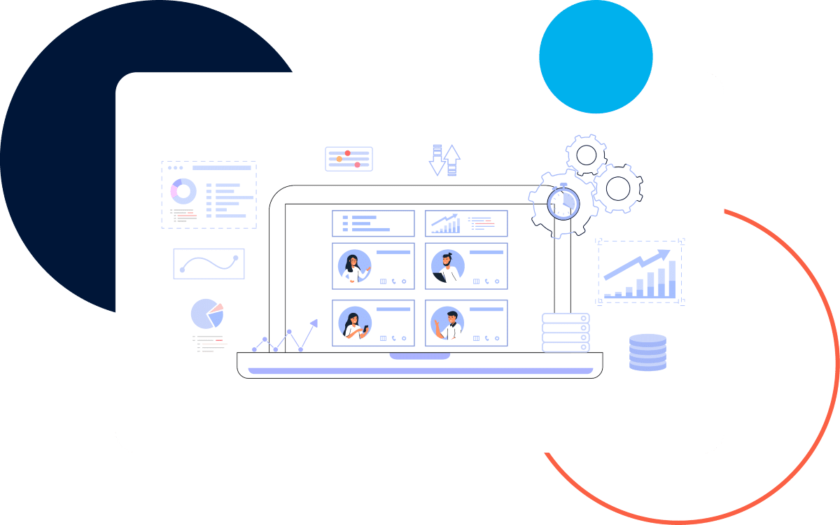 CloudModel Alt text: Laptop with charts, graphs, and people icons, symbolizing cloud-based data analysis.