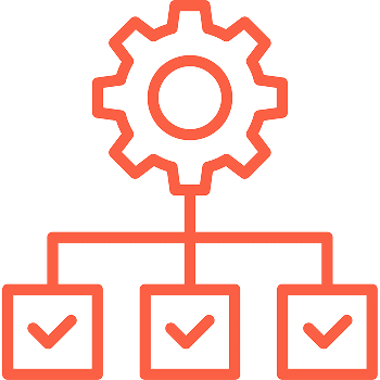 Improve data accuracy before processing Simple gear icon connected to three checkboxes, representing data processing and accuracy.