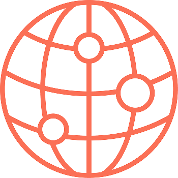 Improve visibility and auditability Simple globe icon with interconnected lines and dots, symbolizing global connections and visibility.