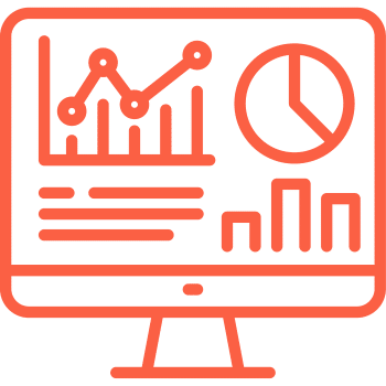 Operations Management Computer monitor displaying charts and graphs for data and operations analysis.
