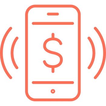 Payments Smartphone with a dollar sign, indicating mobile payments or digital transactions.