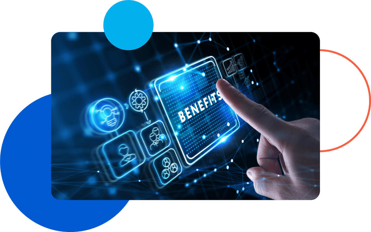 UnmissableBenefitsGraphic A hand touches a glowing digital button labeled "Benefits" on a futuristic screen.